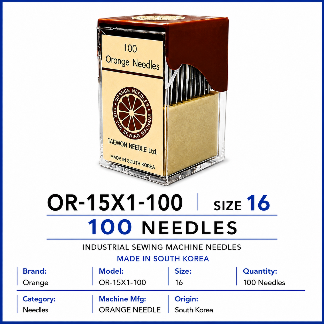 ORANGE 15X1 / SY3355 Industrial Sewing Machine Needles Size 16 (100 Pack)