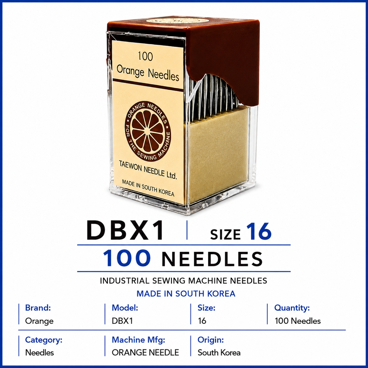 ORANGE DBX1 Industrial Sewing Machine Needles Size 16 (100 Pack)