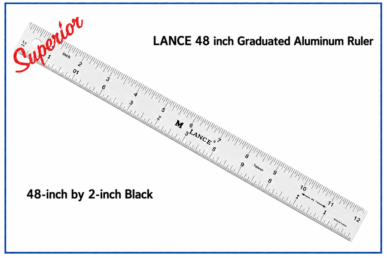 48 Inches Height Ruler Lance 48-inch Graduated Aluminum Ruler/Black – Heritage Stitch Systems