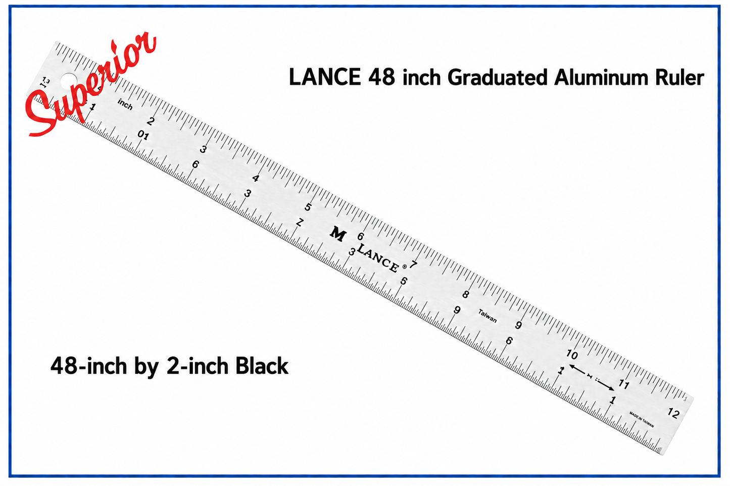 Lance 48-inch Graduated Aluminum Ruler/Black